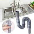 thumbnail image 2 of Opvise Wash Basin Deodorant Prolong Water Extendable Hose Kitchen Sink Tube Drainage Pipe Grey, 2 of 7