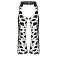 thumbnail image 1 of YONGHS Unisex Cowboy Chaps With Cow Spot Pattern Side Tassel For Rave Themed Party Halloween Cosplay Black White XXL, 1 of 8
