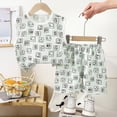 thumbnail image 2 of Godom Toddler Boys Girls Summer Casual Printed Short Sleeve Tee Shorts Set 6 12 18 Months 2T 3T 4T 5T Kids Outfits Breathable Cotton Playwear,Mint Green, 2 of 4