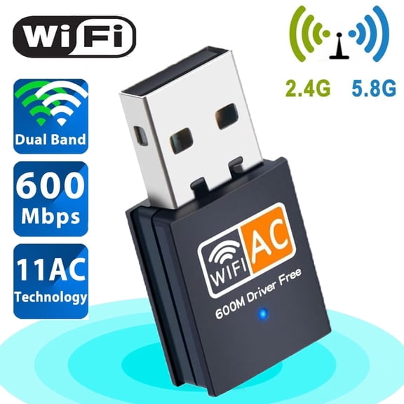 Samovi USB WiFi Adapter for Desktop PC, 600Mbps Dual Band 2.4/5Ghz Wireless Network Adapter, Mini WiFi Dongle Suitable for Desktop Laptop Support Windows 10/8/7/XP, MAC OS, Linux etc, Black