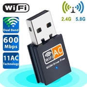 Samovi USB WiFi Adapter for Desktop PC, 600Mbps Dual Band 2.4/5Ghz Wireless Network Adapter, Mini WiFi Dongle Suitable for Desktop Laptop Support Windows 10/8/7/XP, MAC OS, Linux etc, Black