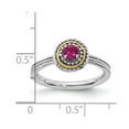 thumbnail image 2 of 925 Sterling Silver Polished Prong set and 14k Stackable Created Ruby Ring Size 7 Stackable Ring for Women, 2 of 2