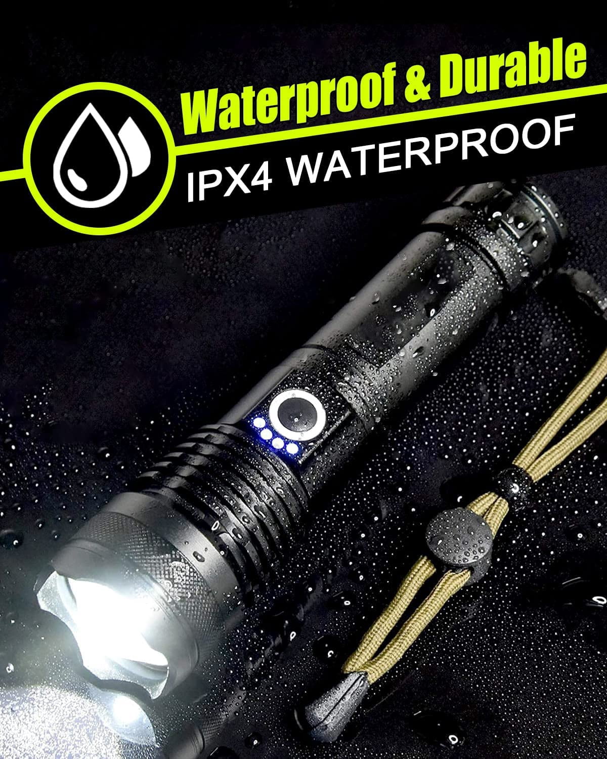 LED Flashlights, High Powered Lumens Super Bright Tactical Flashlight, Waterproof Flash Lights for Emergency, Outdoor, Home, Camping, Hiking