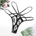 thumbnail image 4 of Black White Flower Pattern Open Type Women's Panties Crotch Opening G-strings Thongs Lingeries Underwear, 4 of 7