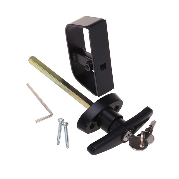 Kit de cerradura con manija en T StartFine, cerradura para puerta de cobertizo con 3 llaves y 2 tornillos, cerradura para puerta de casa de juegos y gallinero con vástago de 5-1/2 pulgadas