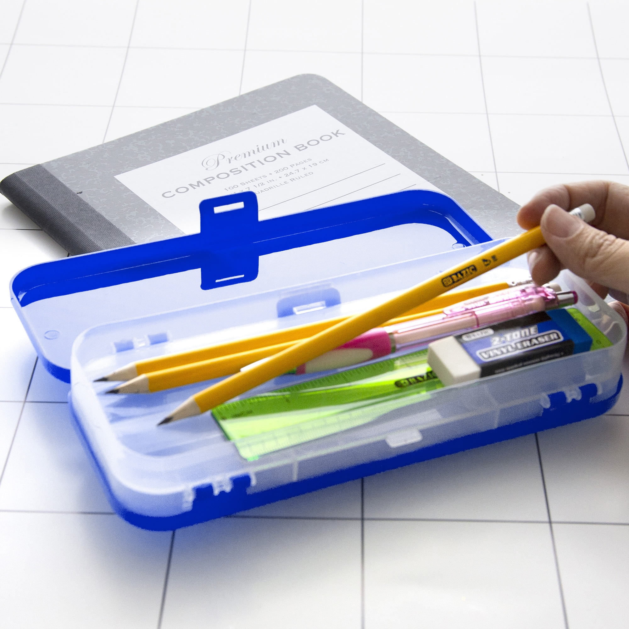 BAZIC Plastic Pencil Case 8" Double Deck Utility Storage Box, Multi Purpose Organizer, 144-Packs