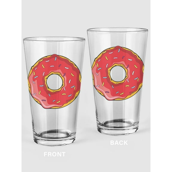 Glazed Donuts Pint Glass -SPIdeals Designs, 16 oz Transparent Glass