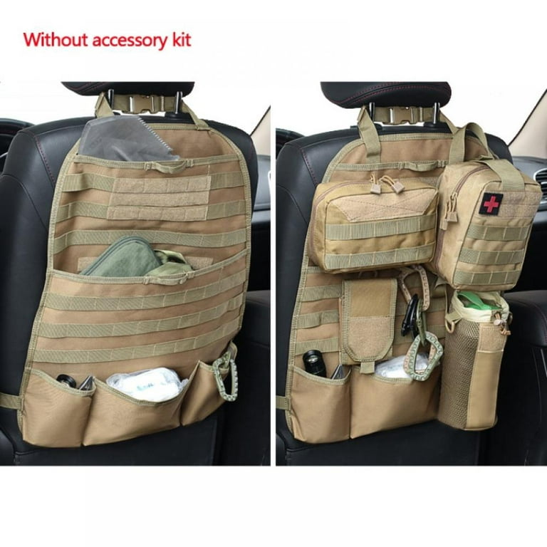 Prettyui Car Seat Back Organizer Tactical MOLLE Pouch Panel Vehicle Cover  Protector Bags 