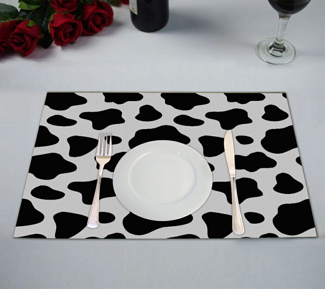 ABPHQTO Cow Doodle Placemat 12x18 Inch,Set of 2 Table Placemats