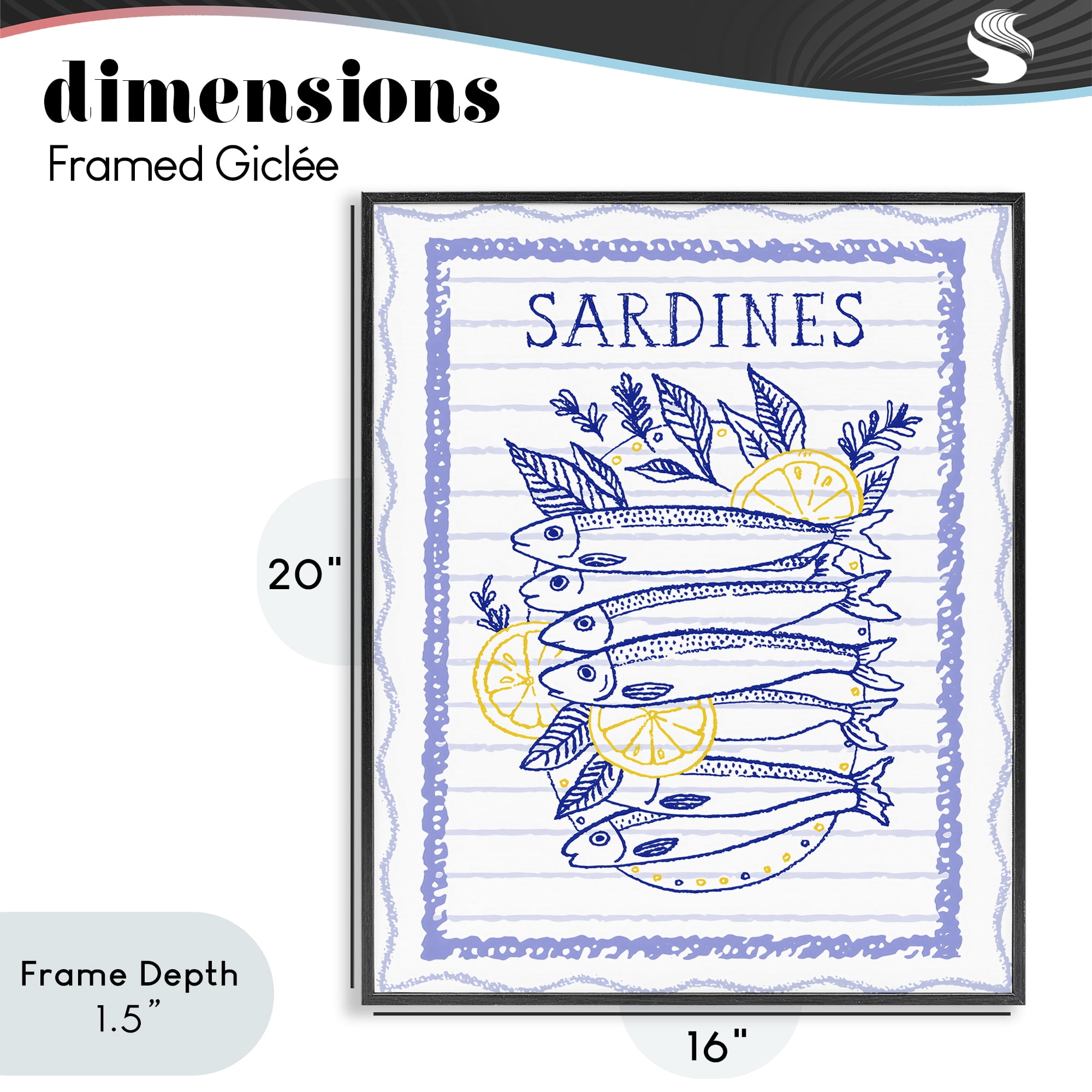 Stupell Industries Sardines Pile with Lemons Black Framed Giclee Art, design by Creative Studio