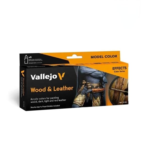 Vallejo Wood & Leather Paint Kit, Professional Acrylic Paint Set with Rich Tones, Ideal Coloring Supplies for Miniatures, Scale Models, Wargaming Figures and Hobby Craft Projects