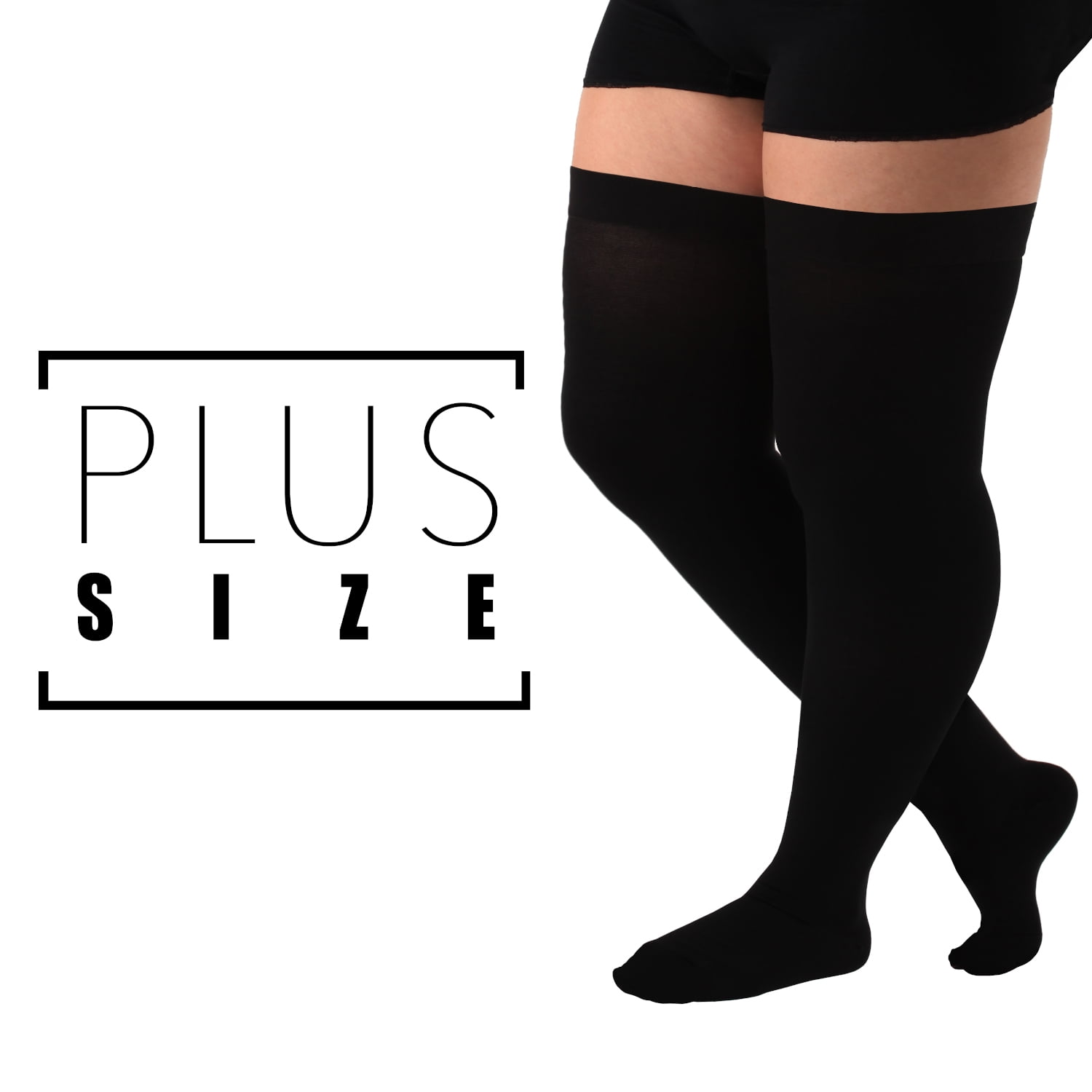 Black 3XL Absolute Support Unisex Thigh High Compression Stockings with ...