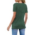 thumbnail image 4 of Qarigey Camiseta de mujer con cuello en V, camiseta de manga corta sólida, blusa de color en V, camiseta Prendas para la parte del cuerpo Verde oscuro S, 4 of 5