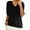 520_Black, variant on T Shirts for Women,Solid Color V Neck Loose Blouses Casual Elbow-Length Blouson Sleeve T Shirts,Green Women Blouses