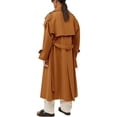 thumbnail image 3 of Women Casual Long Trench Coat with Lapel Collar Solid Color Double Breasted Loose Fit with Belt, 3 of 4