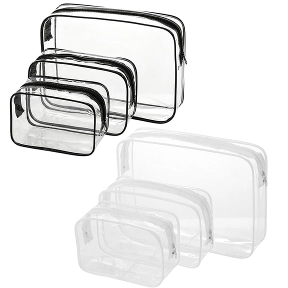 6-Piece Clear PVC Makeup Bag Set, Transparent Toiletry Pouch for Travel, Cosmetic Organizer with Zipper, Waterproof Bathroom Bag for Toiletries and Skincare