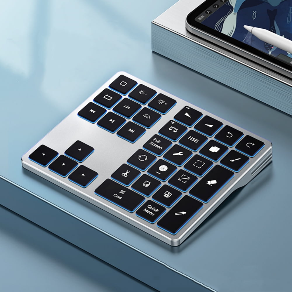 PloutoRich Wireless Keyboard, Buetooth Keypad, 34 Keys Mute Bluetooth