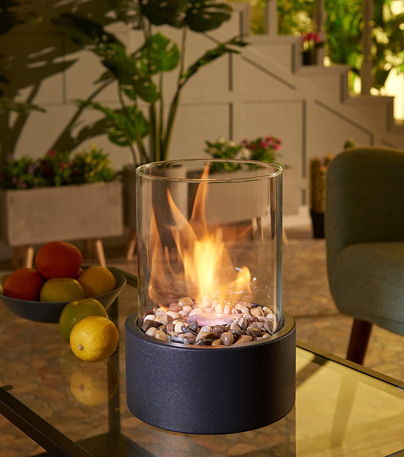 Tabletop FireplaceIndoor Fire Bowl Portable Bio-Ethanol Chiminea Fire Pit 