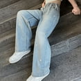 thumbnail image 5 of YanQiao Kids Girls Jeans,Long Wide Pants Straight Leg Jeans Casual Outerwear Pant 10 Years Blue, 5 of 5