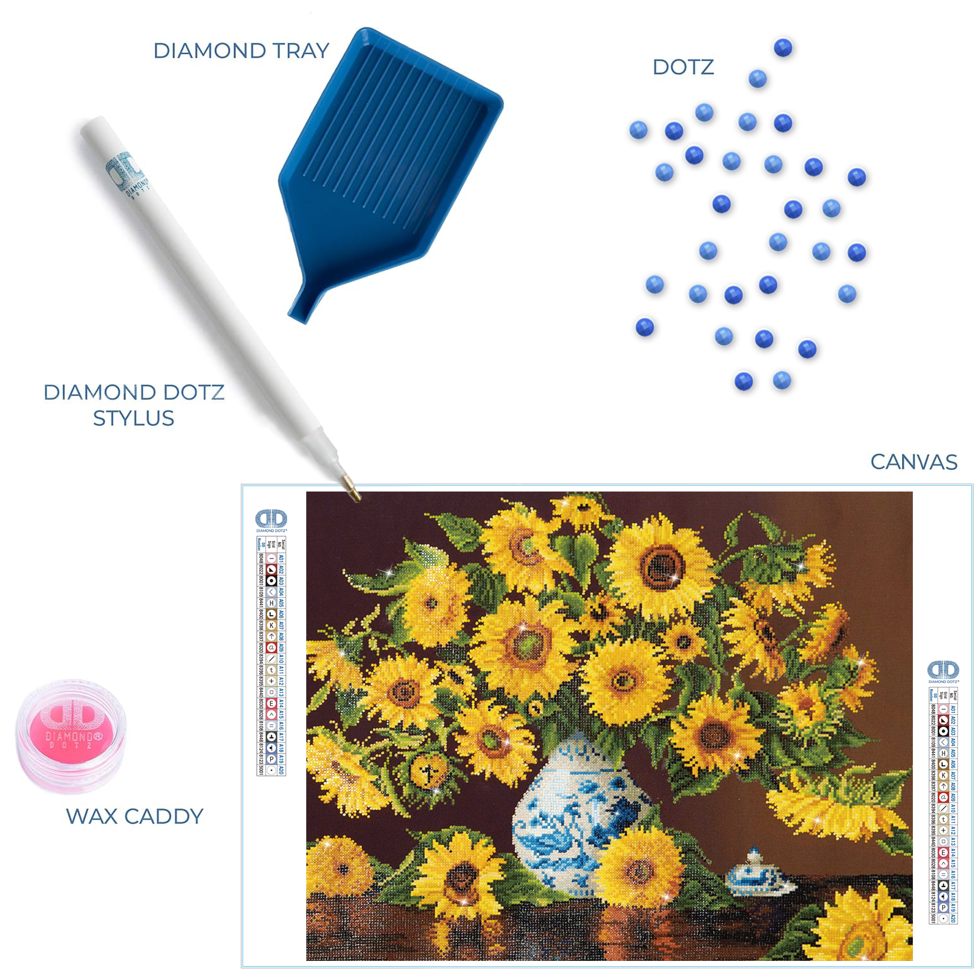 Diamond Dotz Sunflowers in a China Vase Floral Diamond Painting Kits for Adults - Diamond Art Kits a Relaxing Creative Craft Kit with Dotz Gems 22"x28"