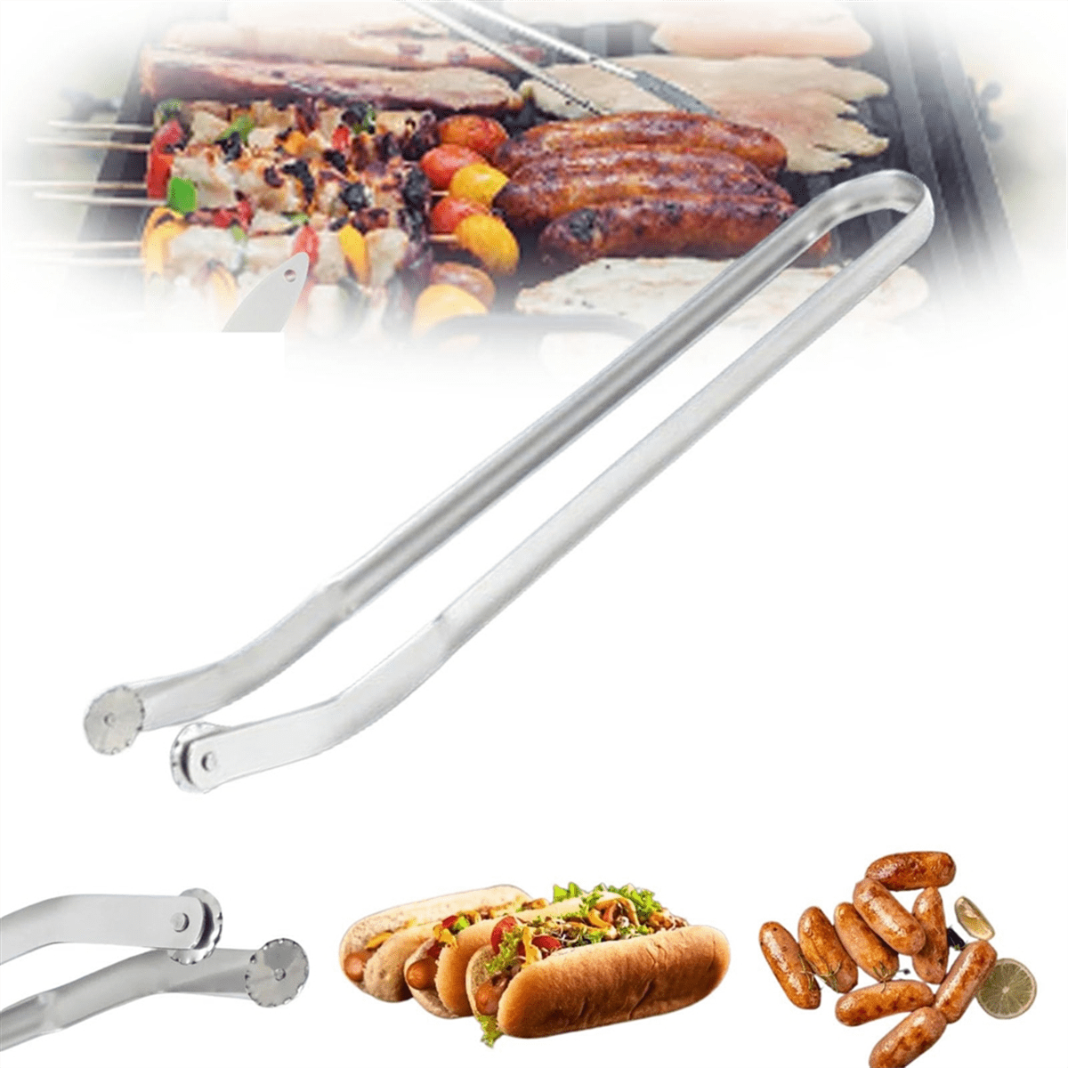 BBQ Butler Stainless Steel Hot Dog Tongs - \Frank Flipper\ - Long Cooking Tongs - Grill Tongs - Grilling Tools - Grill Accessories - Easily Flip Food - Sausages/Brats/Kebabs/Hot Dogs BBQ Butler Stainless Steel Hot Dog Tongs - \Frank Flipper\ - Long Cooking Tongs - Grill Tongs - Grilling Tools - Grill Accessories - Easily Flip Food - Sausages/Brats/Kebabs/Hot Dogs