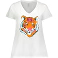 thumbnail image 3 of Inktastic Tiger Head Women's Plus Size V-Neck T-Shirt, 3 of 5