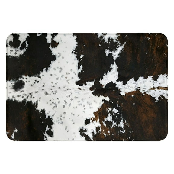 LAMIRO Brown Cow Print Bath Mats for Bathroom,Soft Absorbent Western Cowhide Bath Rug Non-Slip Floor Rug Carpets for Kitchen Bathroom Laundry Bedroom Living Room Decoration