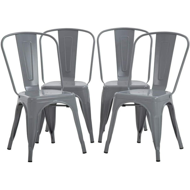 Fdw Outdoor Dining Chair Metal Set, Gray Metal Outdoor Dining Chairs