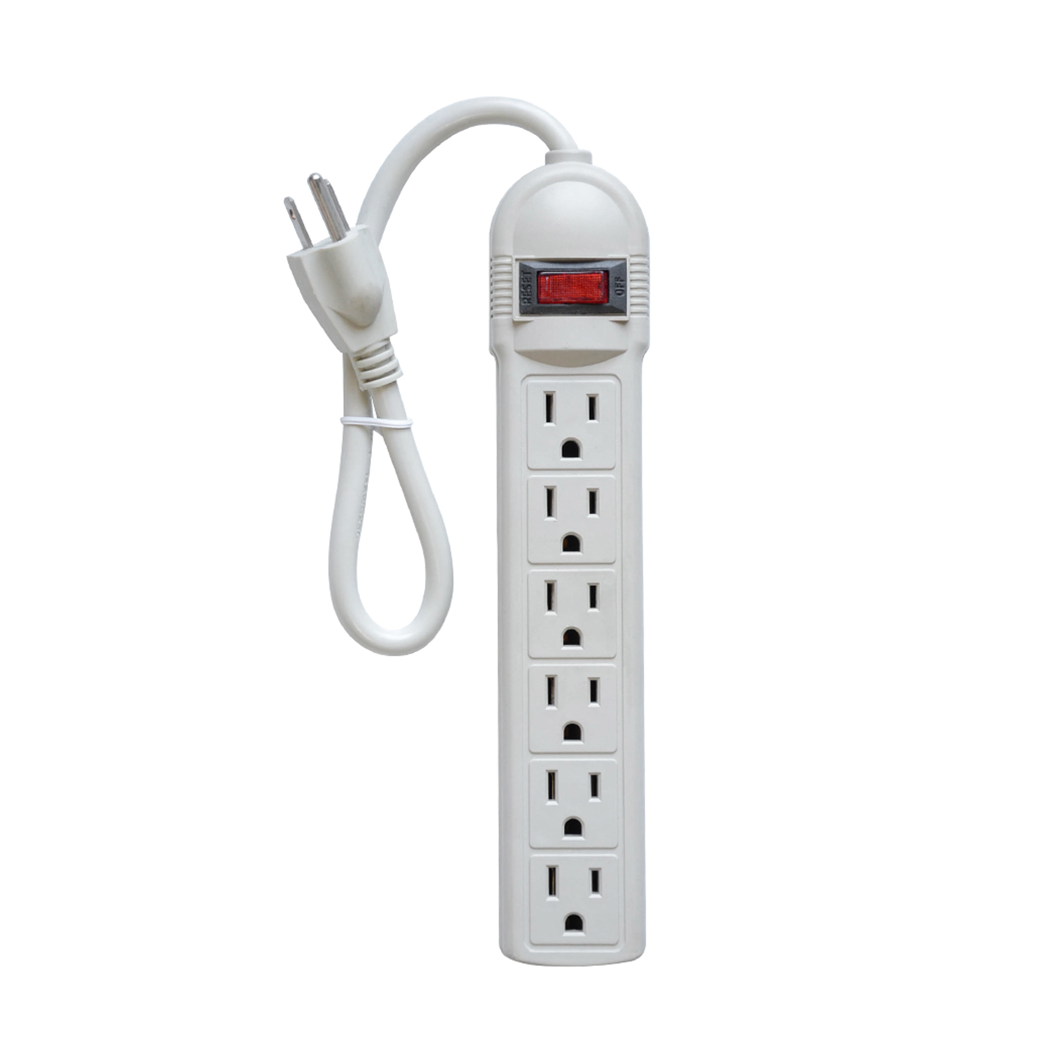 ALEKO Outlet Surge Protector UL Power Strip 6 Outlets 25 Ft / 7.6 m Cord Gray