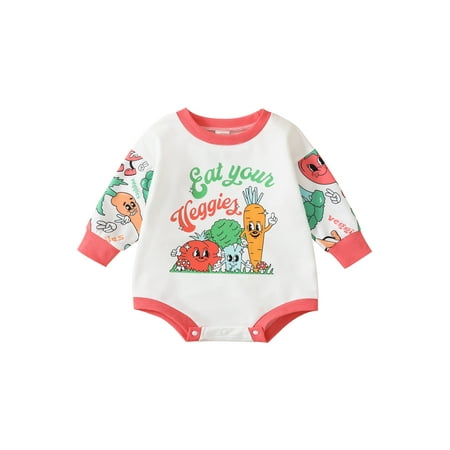 

jaweiwi Baby Girls Boys Romper Long Sleeve Round Neck Letters Print Casual Fall Spring Short Jumpsuit Size 0 6 9 12 18 M
