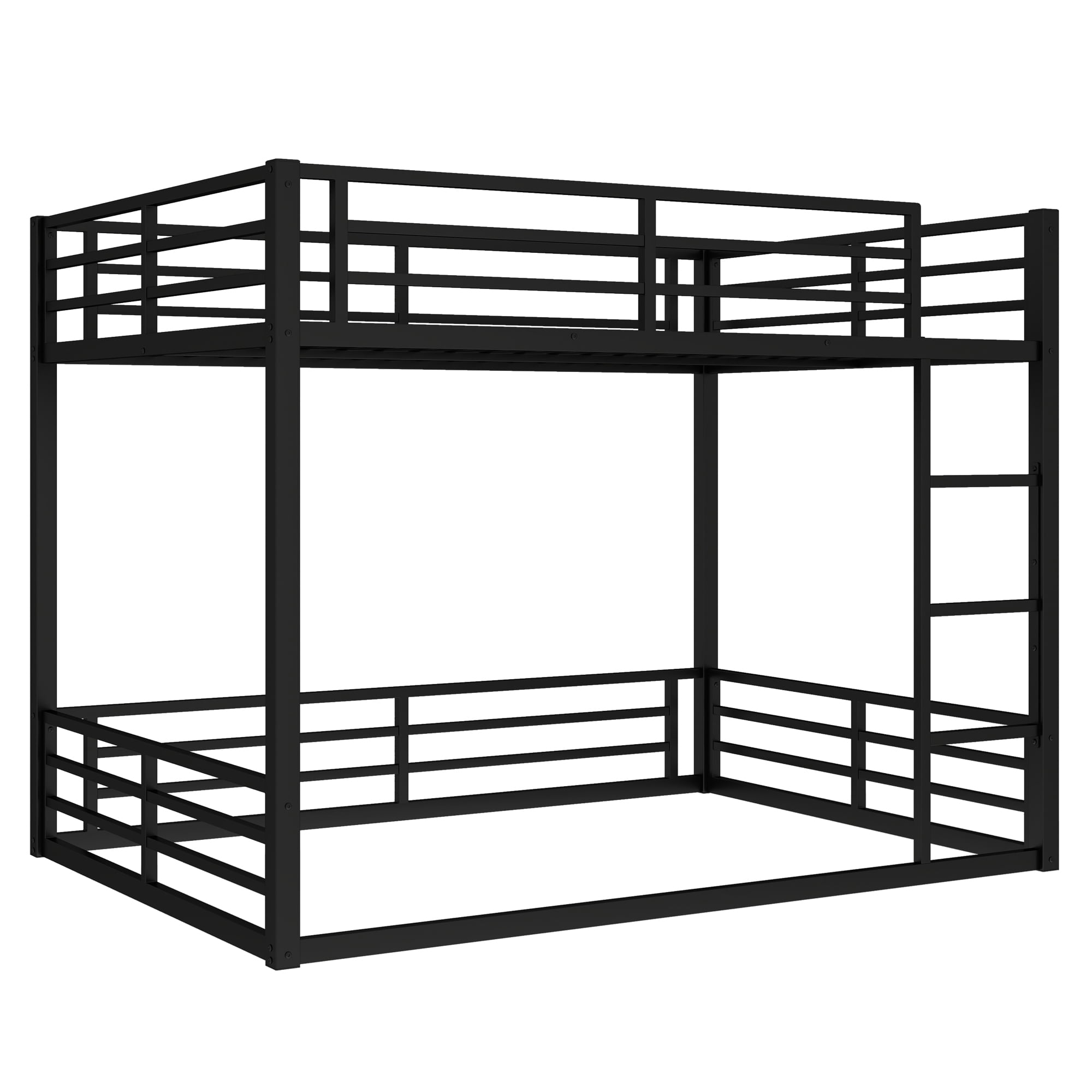 Leumius Metal Bunk Bed,Queen over Queen Bunk Bed Frame for Kids/Teens/Adults,Space-Saving/Noise Reduced/No Box Spring Needed,Black
