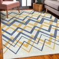 thumbnail image 3 of Chevron Decorative Rug, Vintage Overlapping Zigzag Lines Thin and Thick Stripes Old Classical, Quality Carpet for Bedroom Dorm and Living Room, 6 Sizes, Night Blue, by Ambesonne, 3 of 4