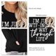 thumbnail image 5 of Jersey de cuello redondo para mujer, jersey de manga larga transpirable con patrón de alfabeto, Tops para mujer con bolsillo para uso diario, negro XL, 5 of 6