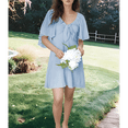 thumbnail image 4 of Vestido Mini Elegante con Escote en V Profundo y Lazo en Azul S, 4 of 8