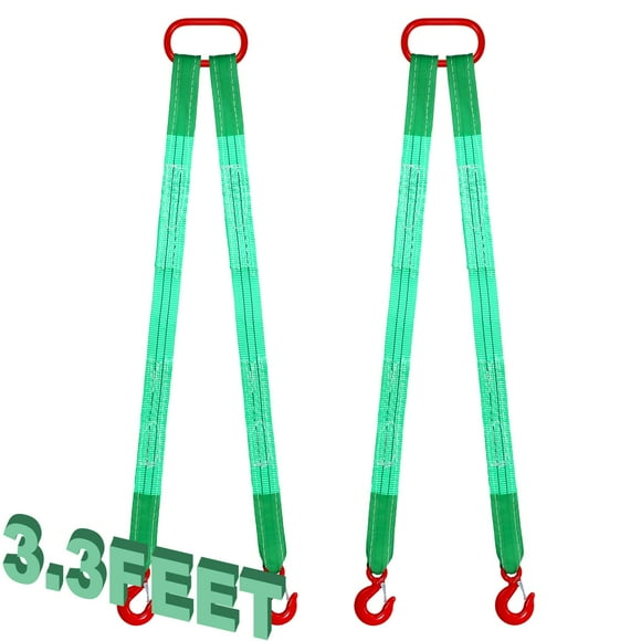 Eslingas de elevación Maasechs, paquete de 2 unidades, poliéster, 3.3 pies, color verde