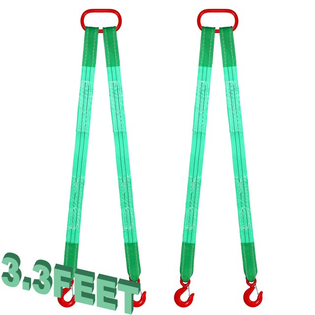 Eslingas de elevación Maasechs, paquete de 2 unidades, poliéster, 3.3 pies, color verde