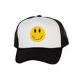 thumbnail image 1 of Gravity Threads Smile Face Embroidery Adjustable Trucker Hat - Smile - White/Black, 1 of 2