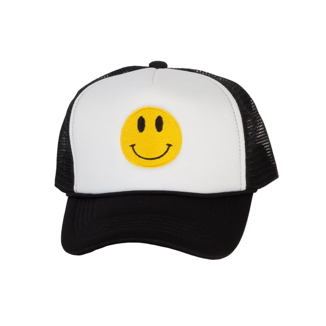 Gravity Threads Smile Face Casquette de Camionneur Ajustable Brodée - Smile - Blanc/noir