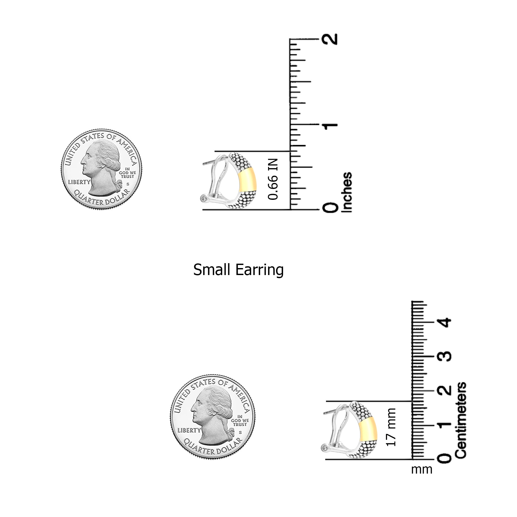 LeCalla 925 Sterling Silver Jewelry Antique Gold-Plated Bar Caviar Omega Back Earrings for Women and Teen 17MM