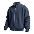 thumbnail image 3 of KyCheLot Mens Full Zip up Sweatshirt Long Sleeve Mock Neck Textured Pullover Loose Drop Shoulder Outwear, 3 of 6