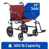 Medline Red Transport Wheelchair with Desk Arms and Swing-Away Footrests, 300 lb Capacity