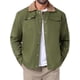thumbnail image 1 of Abrigo de invierno INSPIRE CHIC para hombres, con cuello, botones en la parte delantera, forro de felpa, bolsillos, chaqueta de camionero, 2XL, verde oliva, 1 of 6