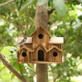 thumbnail image 4 of Small Bird House Feeder for Outdoor Hanging 6 Holes Natural Wood Outside Garden Patio Decorations Assembly Needed, 4 of 9