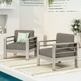 thumbnail image 2 of GDF Studio Crested Bay Outdoor Aluminum Club Chairs with Cushions, Set of 2, Silver and Gray, 2 of 12