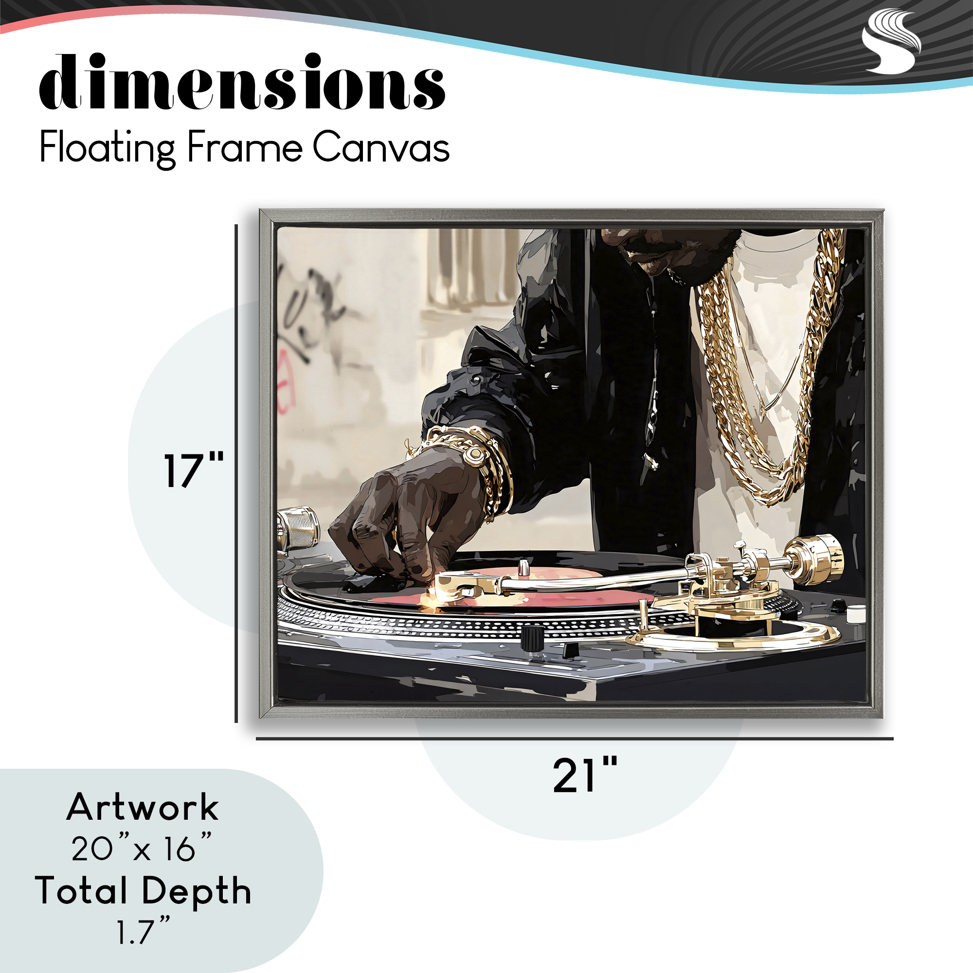 Stupell Industries Golden Touch on DJ's Turntable Gray Framed Floater Canvas Wall Art, design by Franklyn Gregory