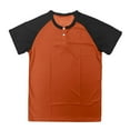 thumbnail image 7 of Mens T-Shirts Slim Round Neckline Short Sleeve Color Blocking Minimalist Simple Casual Bottoming Orange Tee Shirts Sizes M, 7 of 7
