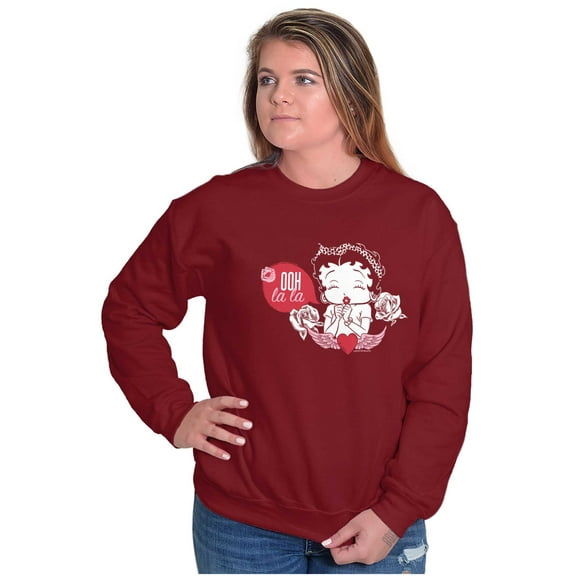 Betty Boop Heart Angel Wings Ooh LaLa Women Crewneck Sweatshirt Brisco Brands 4X