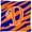 Blue And Orange, variant on Monogram Initial D Tiger Stripe Blue and White Fabric Decorative Pillow