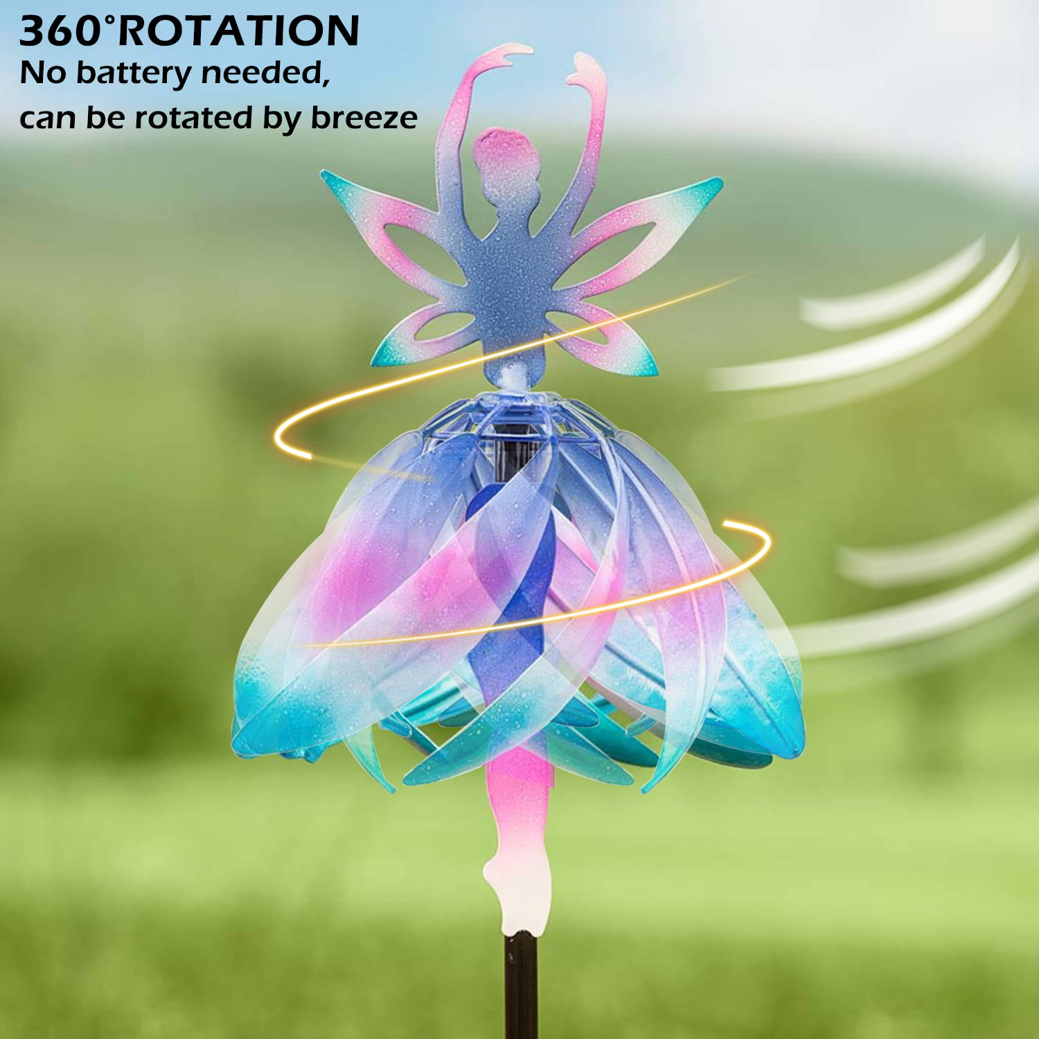 Hanging Rainbow Kinetic Metal Wind Spinner With Motor 30 Inches long X 5.5" Wide
