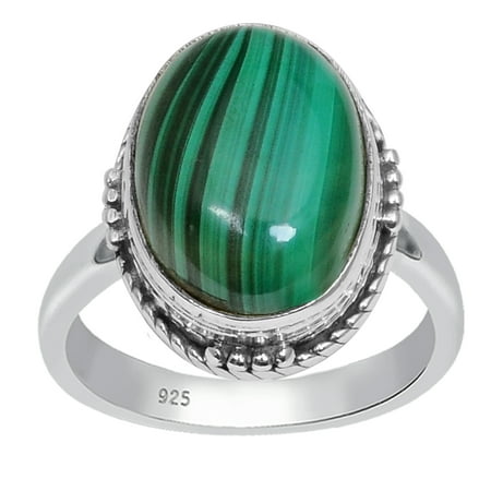 Beautiful 5.77 Ctw Oval Malachite 925 Sterling Silver Anniversary Ring For the One by Orchid Jewelry